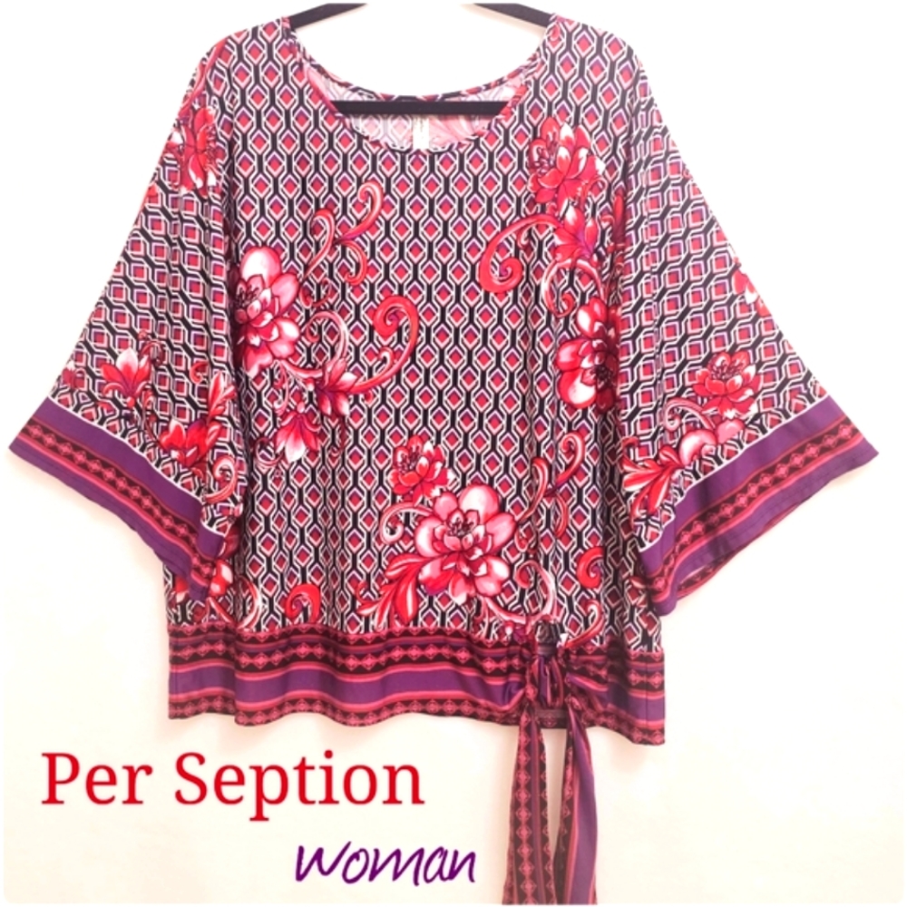 Vibrant Floral Tunic, Easy Care, Wrinkle Resistant, Size 2X